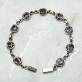Amethyst & 925 Antique Sterling Silver Oval Bracelet (Length 210mm)