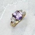 Amethyst & Clear Topaz 9ct Gold Ring~7 US / O UK