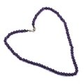 Amethyst Polished Round Bead Necklace with clasp - 16 Inches