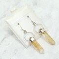 Citrine Double Terminated Point 925 Silver Drop Earrings ~37mm