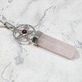 Rose Quartz Point & Garnet 925 Silver Star Pendant  ~57mm