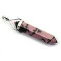 Rhodonite Double Terminating Point - 925 Silver Pendant - 35mm
