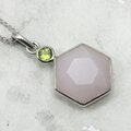 Rose Quartz & Peridot Hexagen Pendant ~23mm