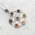 Seven Chakra Flower Mandala Sterling Silver Pendant