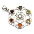 Seven Chakra Flower Mandala Sterling Silver Pendant