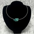 Turquoise Nugget Pendant & Silver Metal Choker ~28mm