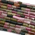 Watermelon Tourmaline Crystal Beads - 8mm Tube