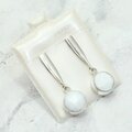 White Onyx 925 Silver Drop Earrings ~35mm