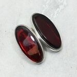 Amber 925 Silver Oval Clip-on Earrings ~27mm