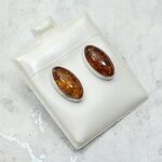 Amber 925 Silver Oval Earrings ~17mm