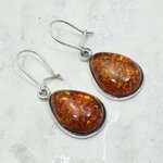 Amber 925 Silver Teardrop Earrings ~38mm