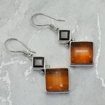 Amber & Garnet 925 Silver Drop Earrings ~52mm