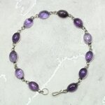 Amethyst & 925 Sterling Silver Oval Bracelet