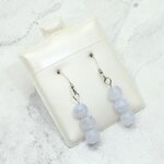 Blue Lace Agate 925 Silver Drop Earrings ~22mm