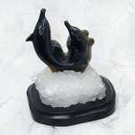Blue Tiger Eye Carved Dolphin On Base ~93 x 93mm