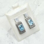 Blue Topaz Art Deco 925 Silver Drop Earrings ~23mm