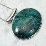 Chrysocolla Oval 925 Silver Pendant ~38mm