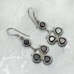 Garnet 925 Silver Teardrop Chandelier Earrings ~47mm