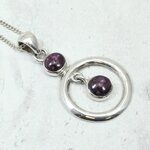 Garnet Circle 925 Silver Pendant ~30mm