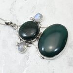 Jade & Moonstone 925 Silver Pendant ~60mm