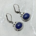 Lapis Lazuli 925 Silver Oval Drop Earrings ~34mm