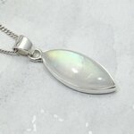 Moonstone 925 Silver Marquis Pendant ~25mm