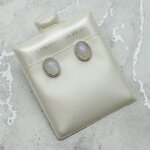 Moonstone 925 Silver Oval Stud Earrings ~9mm
