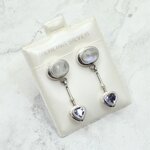 Moonstone & Iolite 925 Silver Heart Drop Earrings ~31mm
