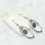 Opal 925 Silver Oval Drop Earrings ~32mm