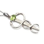 Peridot Caduceus 925 Antique Silver Pendant ~37mm