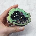 Rainbow Aura Quartz Geode ~84x63mm