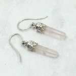 Rose Quartz Terminated Point 925 Silver Drop Earrings ~22mm