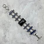 Rutilated Quartz & Lapis Lazuli 925 Sterling Silver Bracelet (Length 172mm)