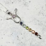 Faceted Seven Chakra Caduceus Sterling Silver Pendant