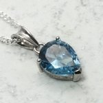 Siberian Quartz Aquamarine Teardrop Pendant ~11mm