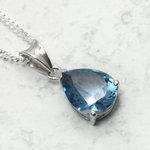 Siberian Quartz Aquamarine Teardrop Pendant ~11mm