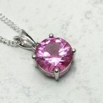 Siberian Quartz Pink Sapphire Round Pendant ~12mm