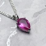 Siberian Quartz Pink Sapphire Teardrop Pendant ~12mm