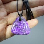 Sugilite Drilled Tumblestone with Cord  ~26x26mm