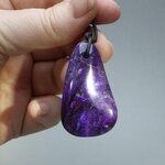 Sugilite Drilled Tumblestone with Cord  ~43x25mm