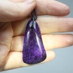 Sugilite Drilled Tumblestone with Cord  ~45x25mm