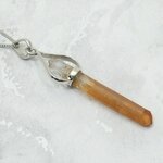 Tangerine Quartz & Silver Terminated Point 925 Silver Pendant ~48mm