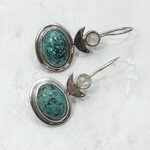 Turquoise & Moonstone 925 Silver Drop Earrings ~39mm