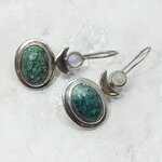 Turquoise & Moonstone 925 Silver Drop Earrings ~39mm