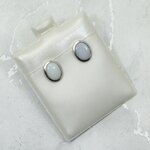 White Opal 925 Silver Oval Stud Earrings ~6mm