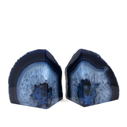Agate Bookend Pair (Blue) ~124x190x84mm