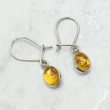 Amber 925 Silver Drop Earrings ~27mm