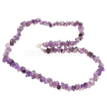 Amethyst Gemstone Chip Necklace with Clasp (50cm)
