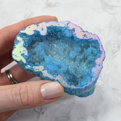 Aqua Aura Quartz Geode ~78x54mm