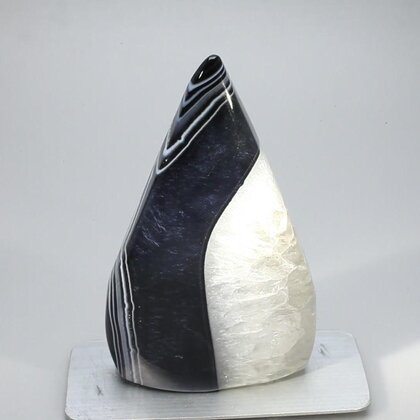 Black Agate Crystal Flame ~85x52mm